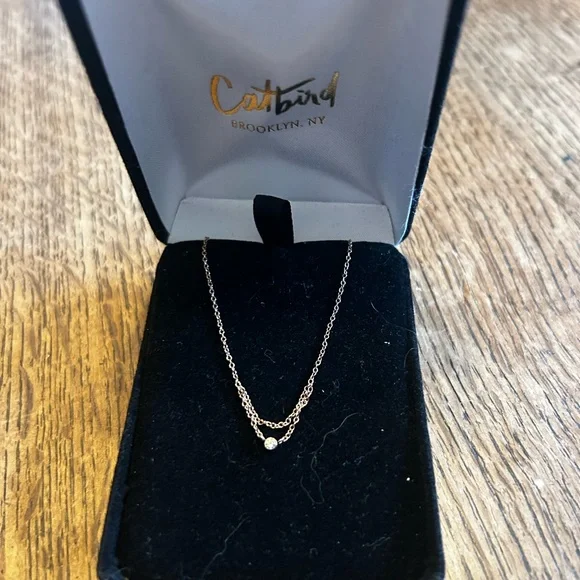 Catbird Rose Gold Chained to My Heart Necklace with Diamond 14k - Picture 1 of 4